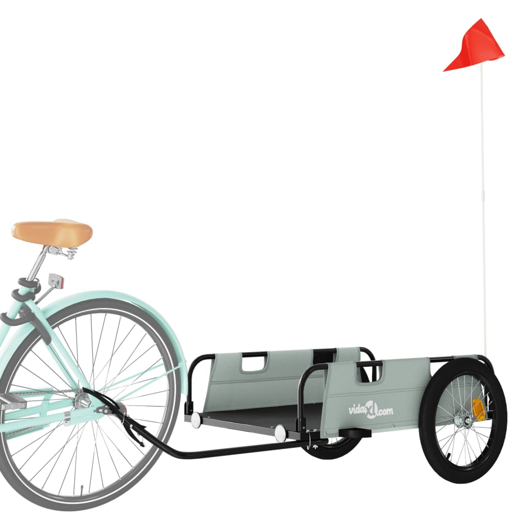vidaXL Príves na bicykel, sivý, oxfordská látka, železo