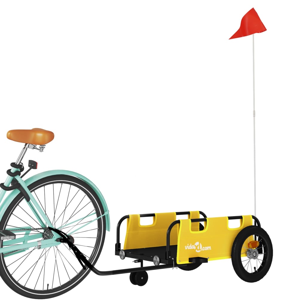 vidaXL Príves na bicykel, žltý, oxfordská látka, železo