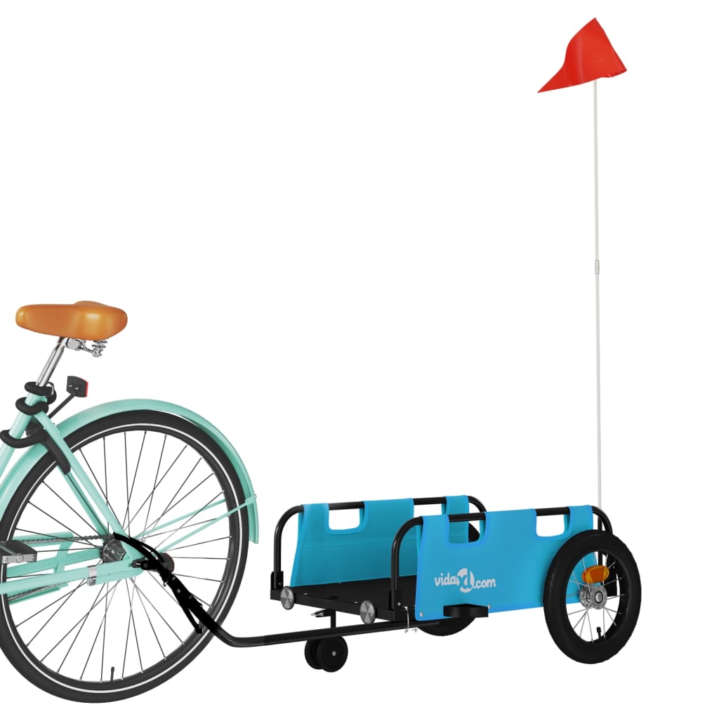vidaXL Príves na bicykel, modrý, oxfordská látka, železo