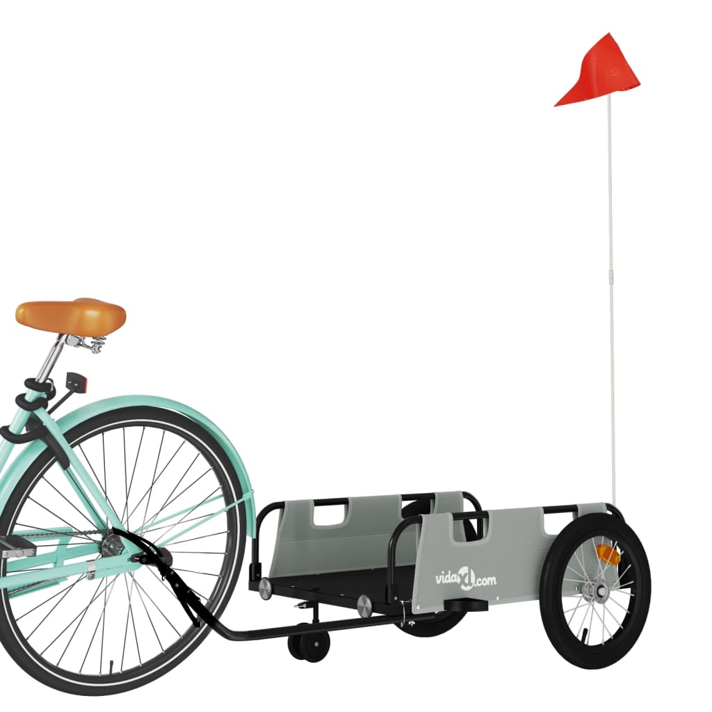 vidaXL Remorcă de bicicletă, gri, textil oxford și fier