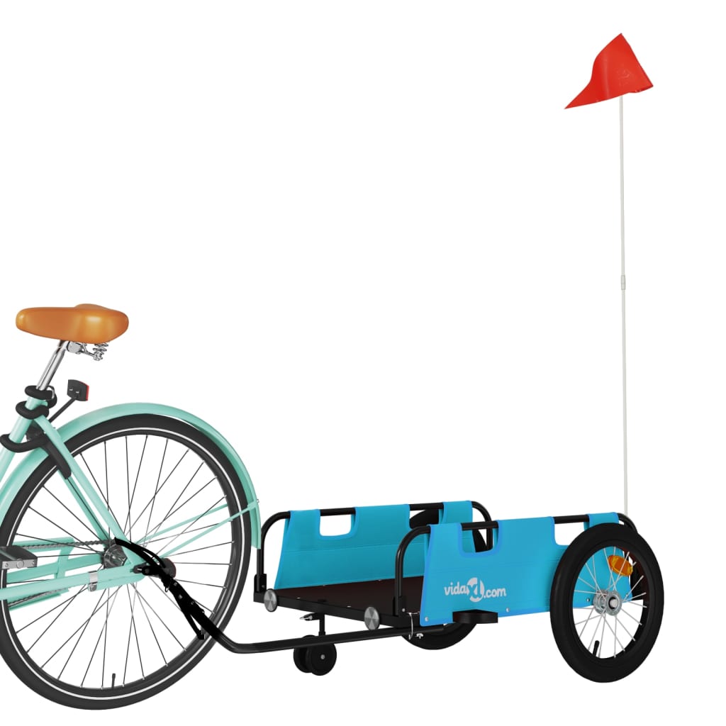 vidaXL Príves na bicykel, modrý, oxfordská látka, železo