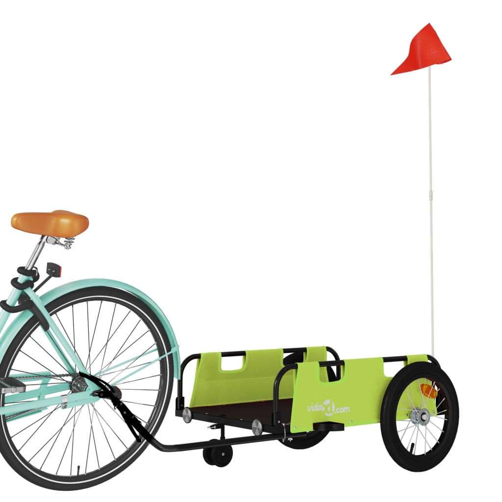 vidaXL Remorcă de bicicletă, verde, textil oxford și fier