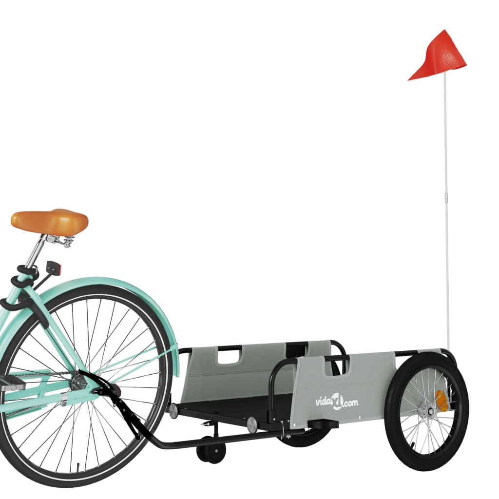 vidaXL Fietstrailer oxford stof en ijzer grijs en zwart afbeelding