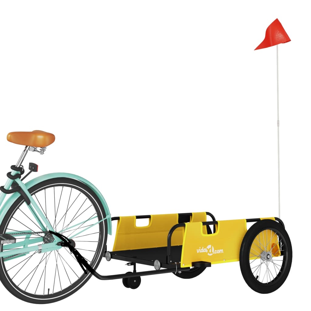 vidaXL Remorcă bicicletă, galben și negru, țesătură oxford și fier