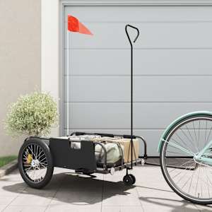 Kolesarska prikolica črna oxford tkanina in železo