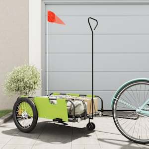 Kolesarska prikolica zelena in črna oxford tkanina in železo