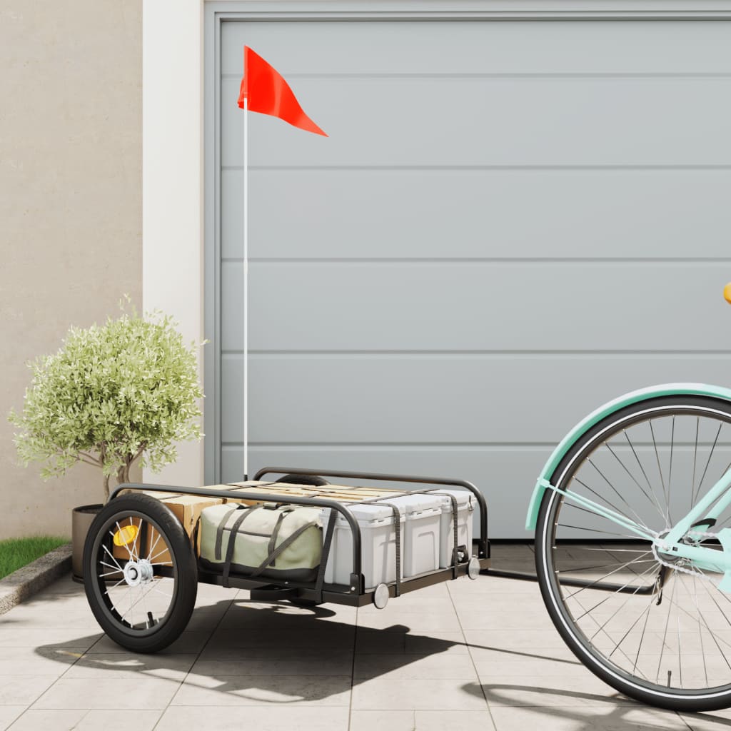 vidaXL Remorcă de bicicletă, negru, 126x63x34 cm, fier