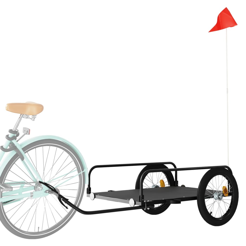 vidaXL Fietstrailer 135x70x37 cm ijzer zwart afbeelding