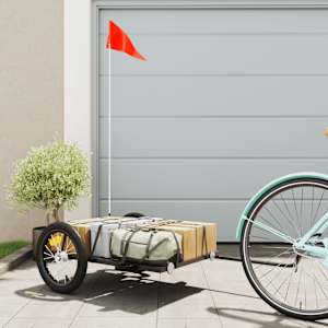 Kolesarska prikolica črna 126x63x34 cm železo