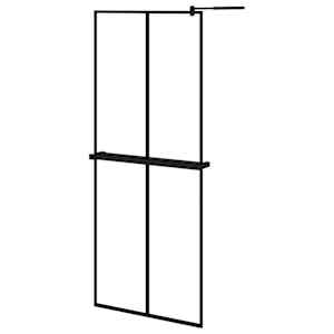 Zástěna do průchozí sprchy s policí černá 80x195 cm ESG/hliník - obrázek 2