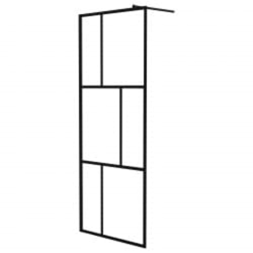 vidaXL Walk-in Shower Wall with Shelf Black 80x195 cm ESG Glass&Aluminium