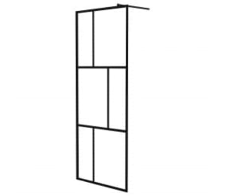 vidaXL Walk-in Shower Wall with Shelf Black 80x195 cm ESG Glass&Aluminium