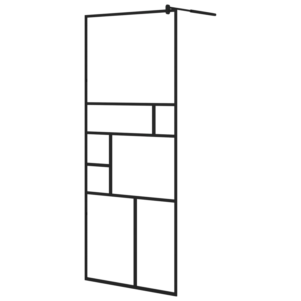 vidaXL Paravan duș walk-in cu raft negru 80x195 cm sticlă ESG/aluminiu
