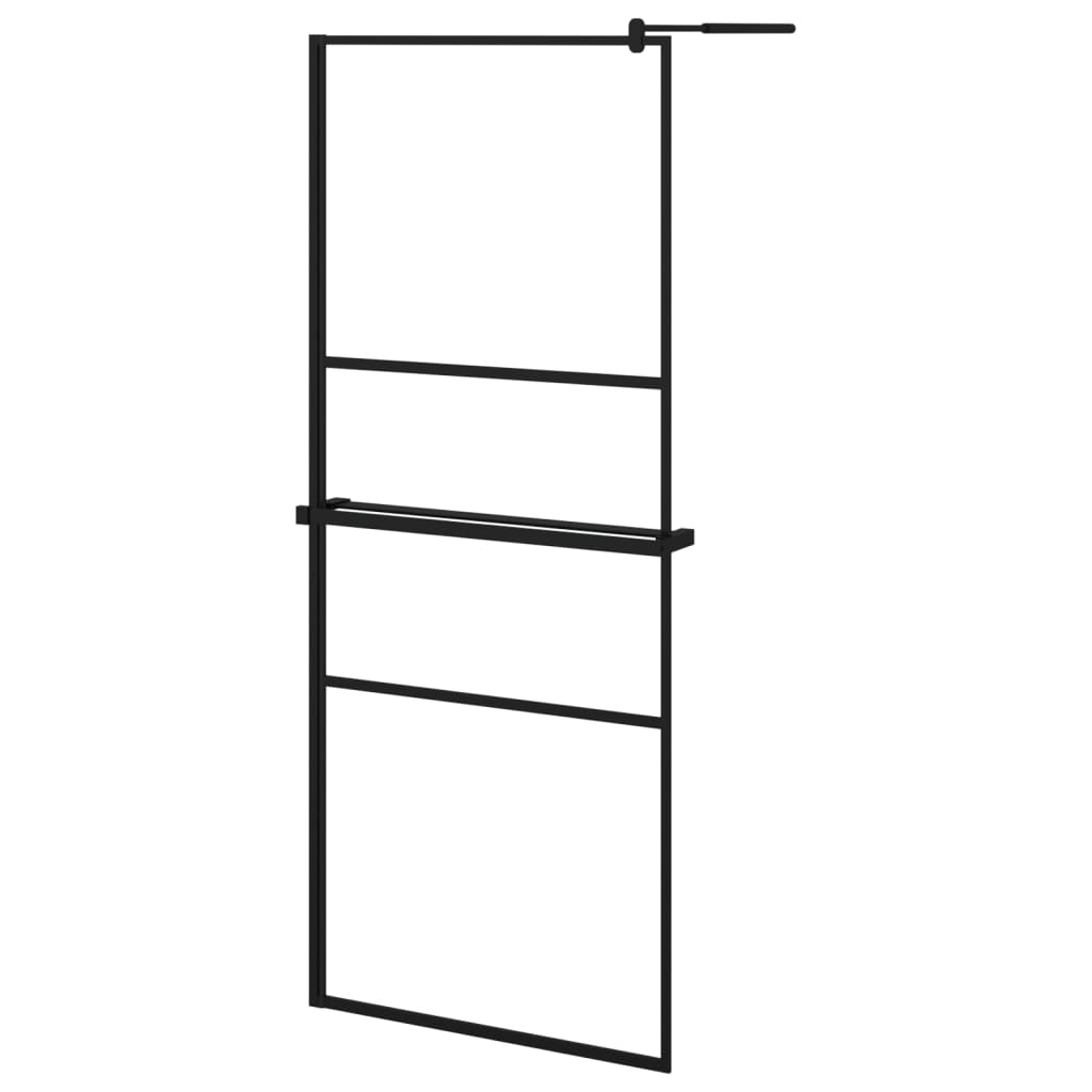 vidaXL Zástěna do průchozí sprchy s policí černá 80x195 cm ESG/hliník
