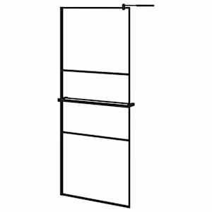 Zástěna do průchozí sprchy s policí černá 80x195 cm ESG/hliník - obrázek 2