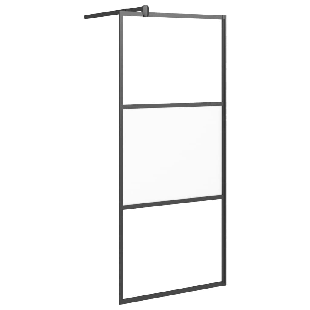 vidaXL Paravan duș walk-in cu raft negru 80x195 cm sticlă ESG/aluminiu