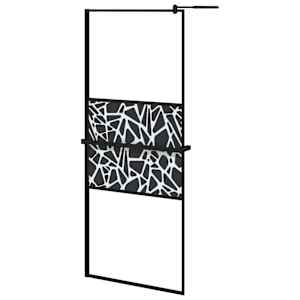 Zástěna do průchozí sprchy s policí černá 80x195 cm ESG/hliník - obrázek 2
