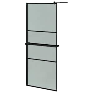 Zástěna do průchozí sprchy s policí černá 80x195 cm ESG/hliník - obrázek 2