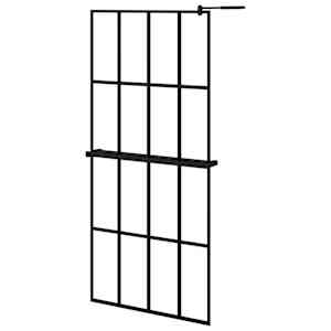 Zástěna do průchozí sprchy s policí černá 90x195 cm ESG/hliník - obrázek 2