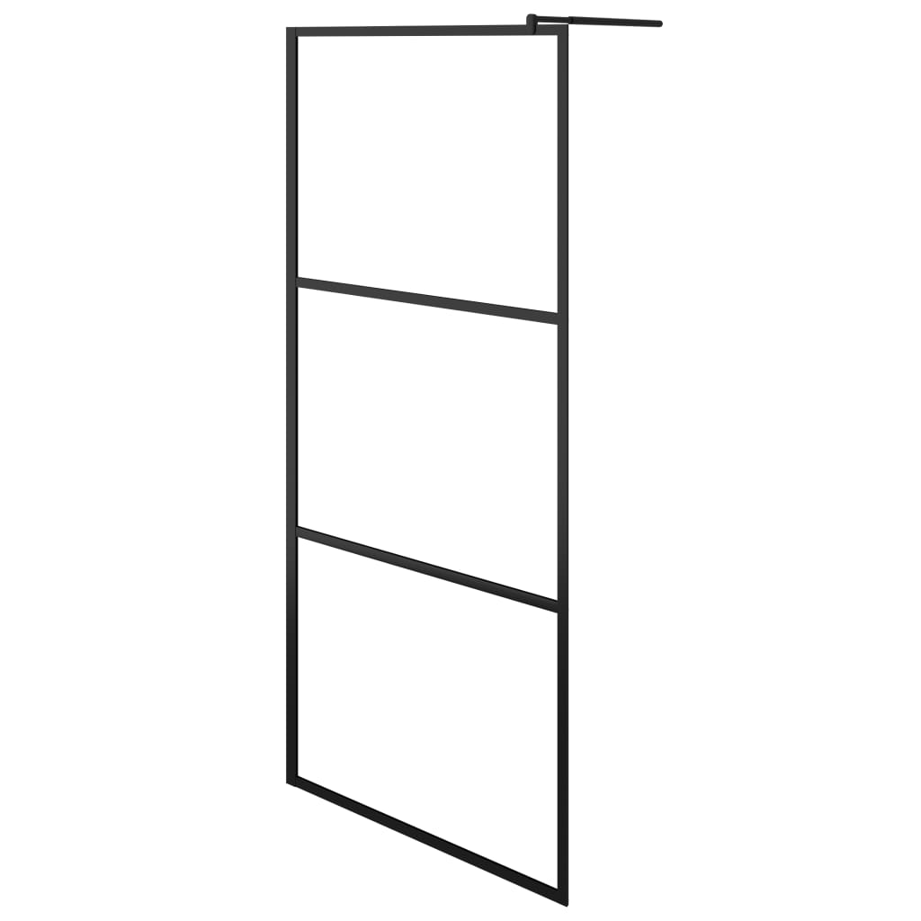 vidaXL Paravan duș walk-in cu raft negru 90x195 cm sticlă ESG/aluminiu