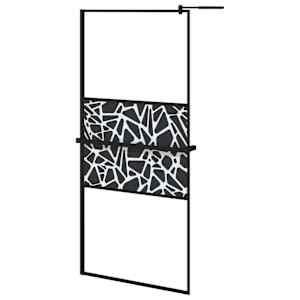 Zástěna do průchozí sprchy s policí černá 90x195 cm ESG/hliník - obrázek 2