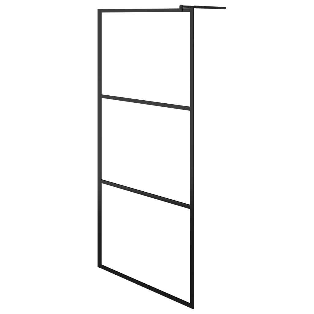 vidaXL Paravan duș walk-in cu raft negru 100x195cm sticlă ESG/aluminiu