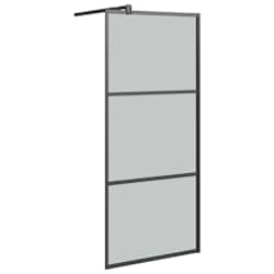 vidaXL Walk-in Shower Wall with Shelf Black 100x195 cm ESG Glass&Aluminium