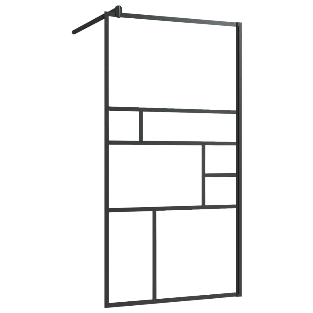 vidaXL Inloopdouchewand met schap 115x195 cm ESG-glas aluminium zwart afbeelding