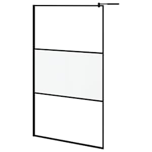 vidaXL Paroi de douche avec &eacute;tag&egrave;re Noir 115x195cm Verre ESG&Aluminium