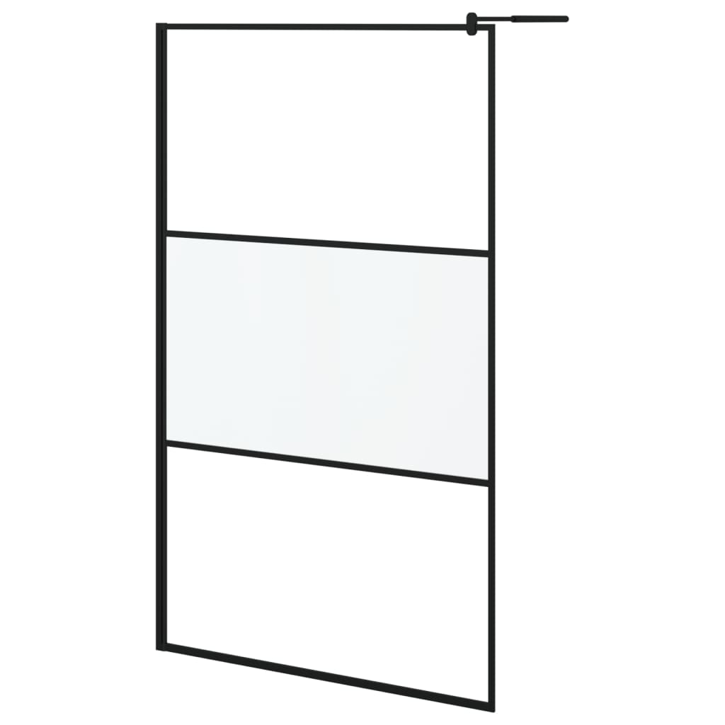 vidaXL Inloopdouchewand met schap 115x195 cm ESG-glas aluminium zwart afbeelding