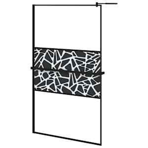 Zástěna do průchozí sprchy s policí černá 115x195 cm ESG/hliník - obrázek 2