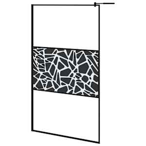 Zástěna do průchozí sprchy s policí černá 115x195 cm ESG/hliník - obrázek 3