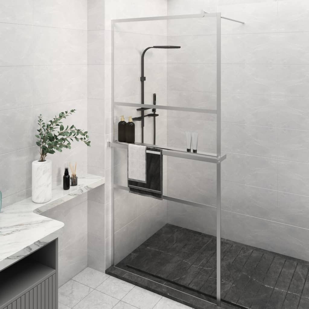 vidaXL Duschwand mit Ablage für Walk-In-Dusche Chrom 80x195 cm ESG