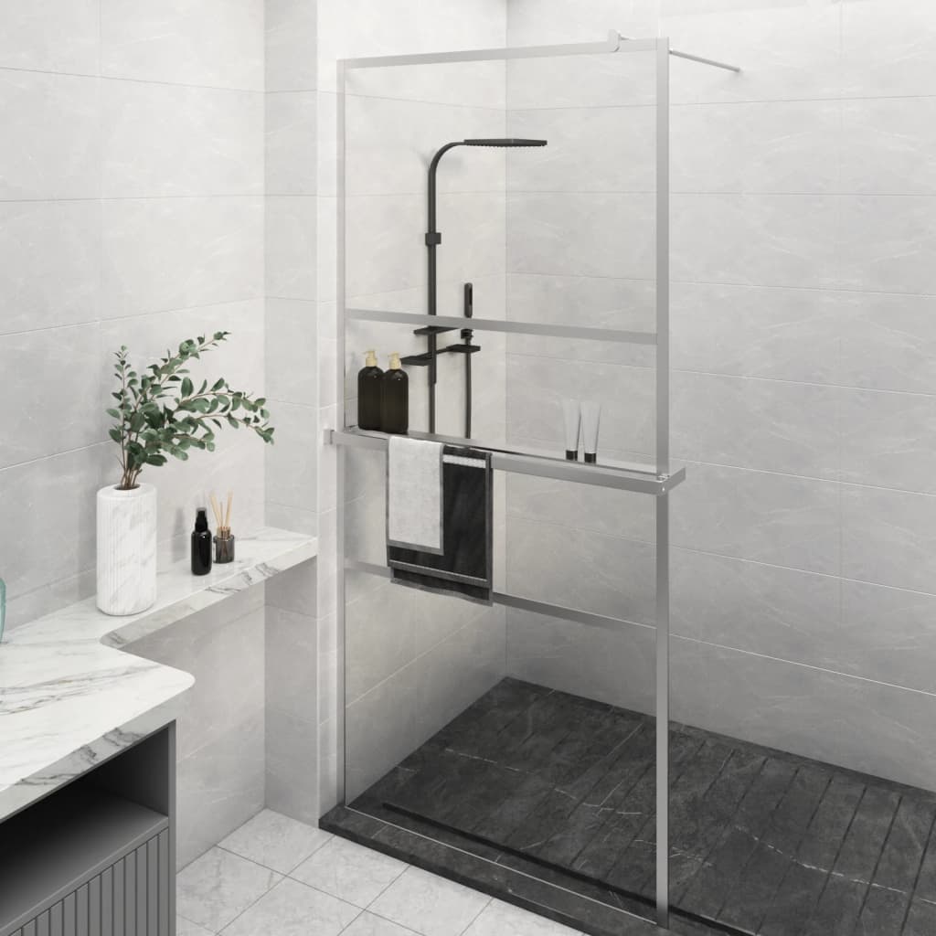 vidaXL Duschwand mit Ablage für Walk-In-Dusche Chrom 90x195 cm ESG