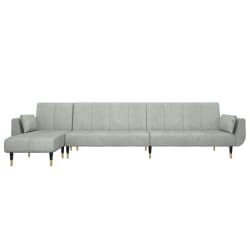 vidaXL Canap&eacute;-lit en forme de L gris clair 275x140x70 cm velours