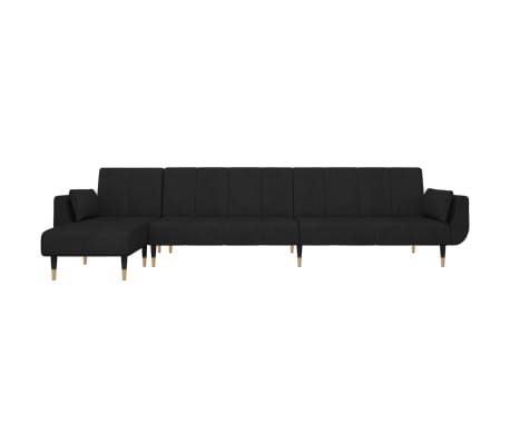 vidaXL Καναπές Κρεβάτι Γωνιακός Μαύρος 275 x 140 x 70 εκ. Βελούδινος