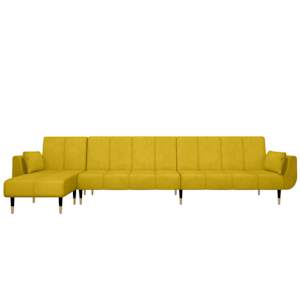 vidaXL Sof&aacute; cama en forma de L terciopelo amarillo 275x140x70 cm
