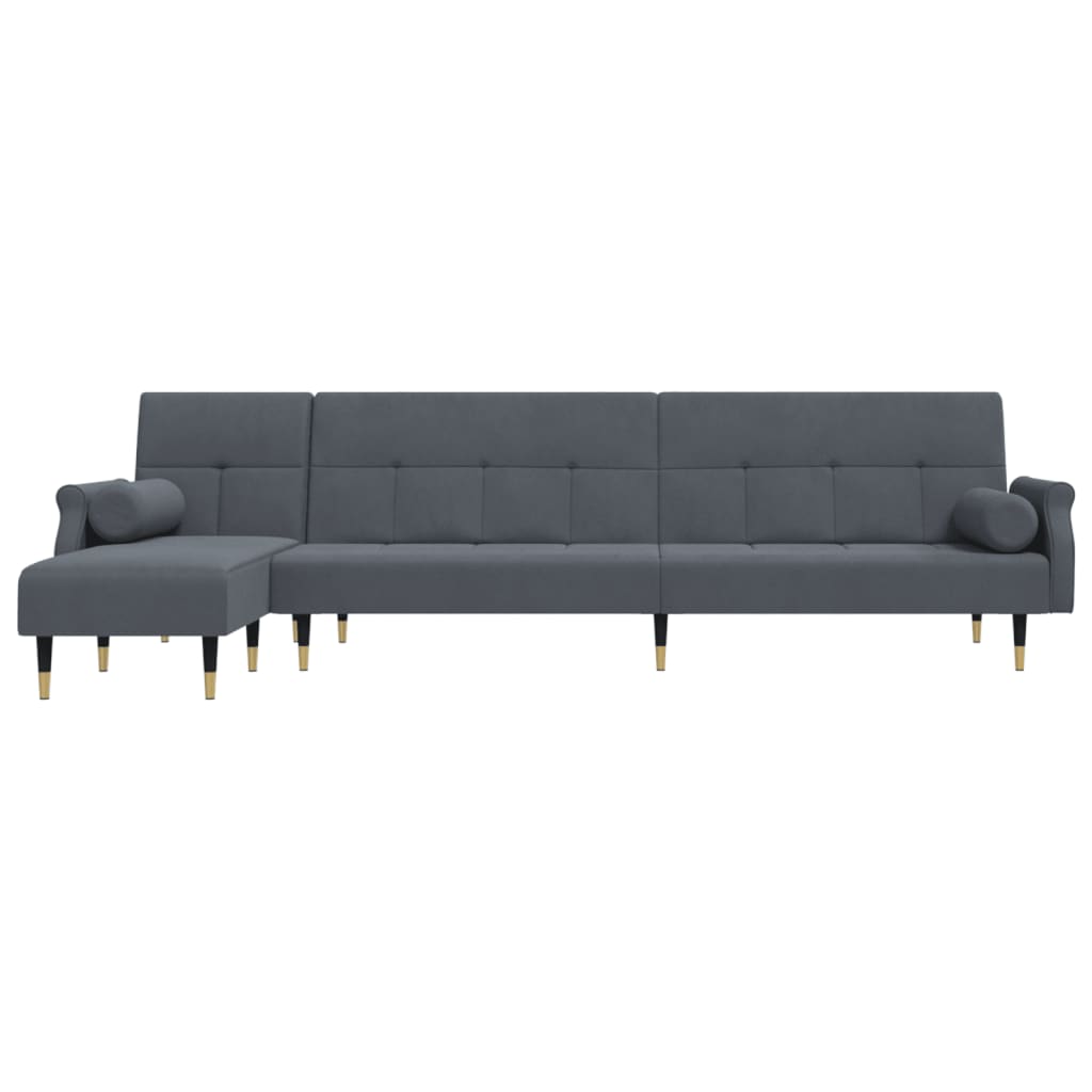 Thumbnail - vidaXL Schlafsofa in L-Form Dunkelgrau 271x140x70 cm Samt