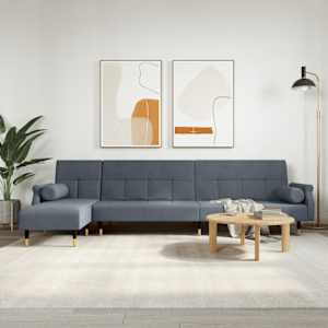 Rozkládací pohovka ve tvaru L tmavě šedá 271x140x70 cm samet
