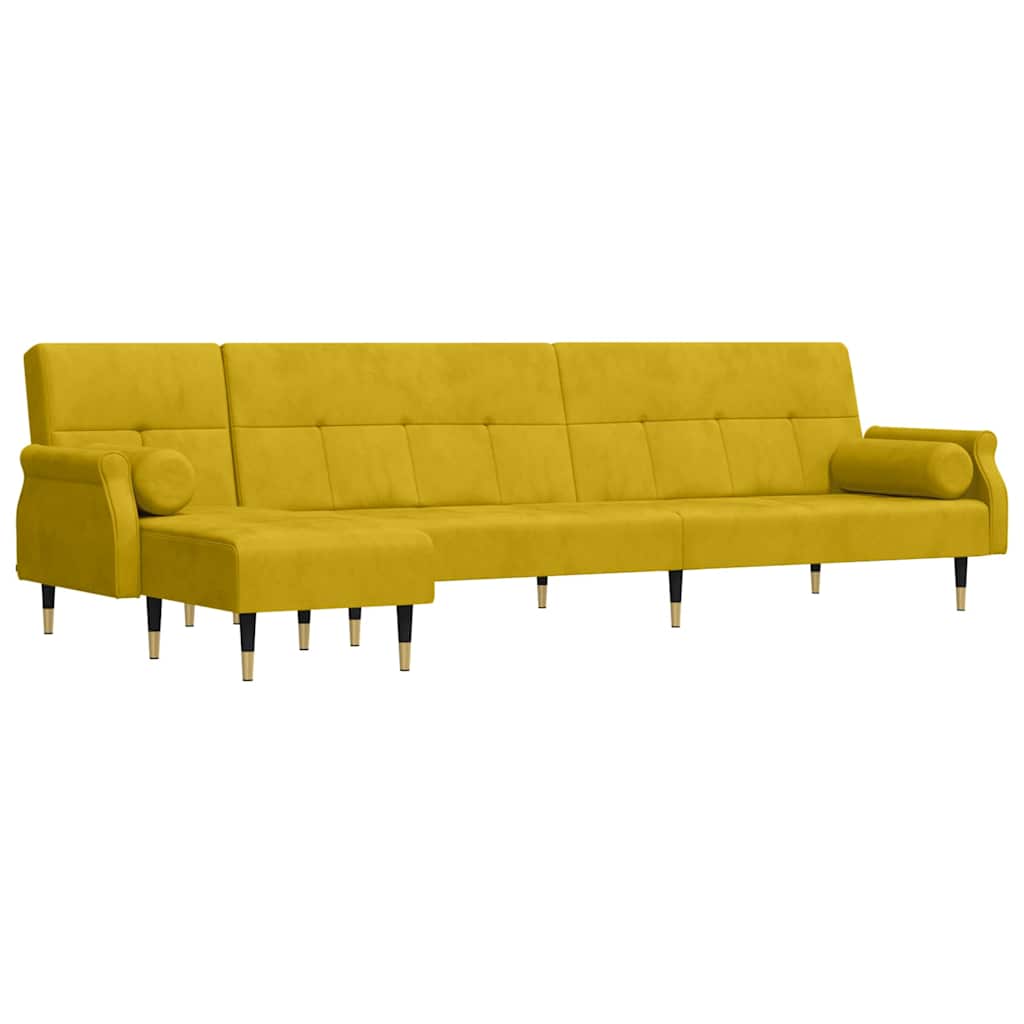 Thumbnail - vidaXL Schlafsofa in L-Form Gelb 271x140x70 cm Samt