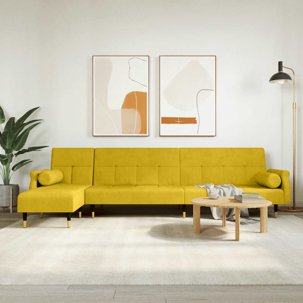 vidaXL Schlafsofa in L-Form Gelb 271x140x70 cm Samt