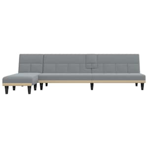 vidaXL Schlafsofa in L-Form Hellgrau 255x140x70 cm Stoff