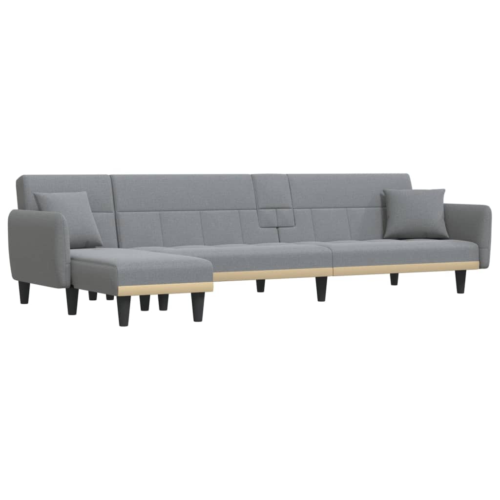 Image of vidaXL L-shaped Sofa Bed Light Grey 275x140x70 cm Fabric