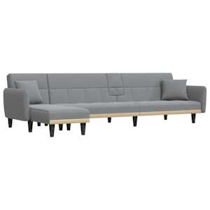 Rozkládací pohovka ve tvaru L světle šedá 275x140x70 cm textil - obrázek 2