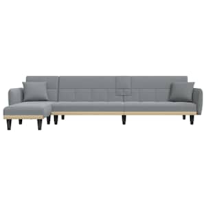 Rozkládací pohovka ve tvaru L světle šedá 275x140x70 cm textil - obrázek 3