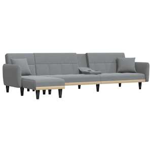 Rozkládací pohovka ve tvaru L světle šedá 275x140x70 cm textil - obrázek 4
