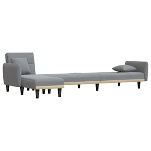 Rozkládací pohovka ve tvaru L světle šedá 275x140x70 cm textil - obrázek 5