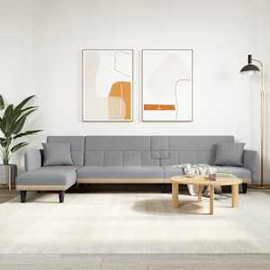 Rozkládací pohovka ve tvaru L světle šedá 275x140x70 cm textil