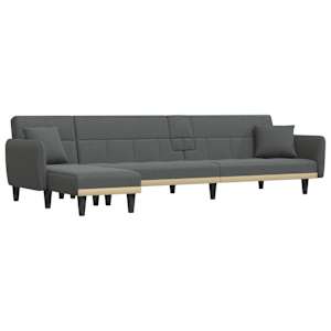 Rozkládací pohovka ve tvaru L tmavě šedá 275x140x70 cm textil - obrázek 2