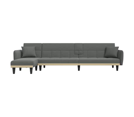 vidaXL Canap&eacute;-lit en forme de L gris fonc&eacute; 275x140x70 cm tissu